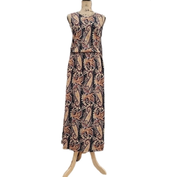 Lascana Paisley Midi Dress, Black/Tan, Women's 10 NWOT - Picture 5 of 8